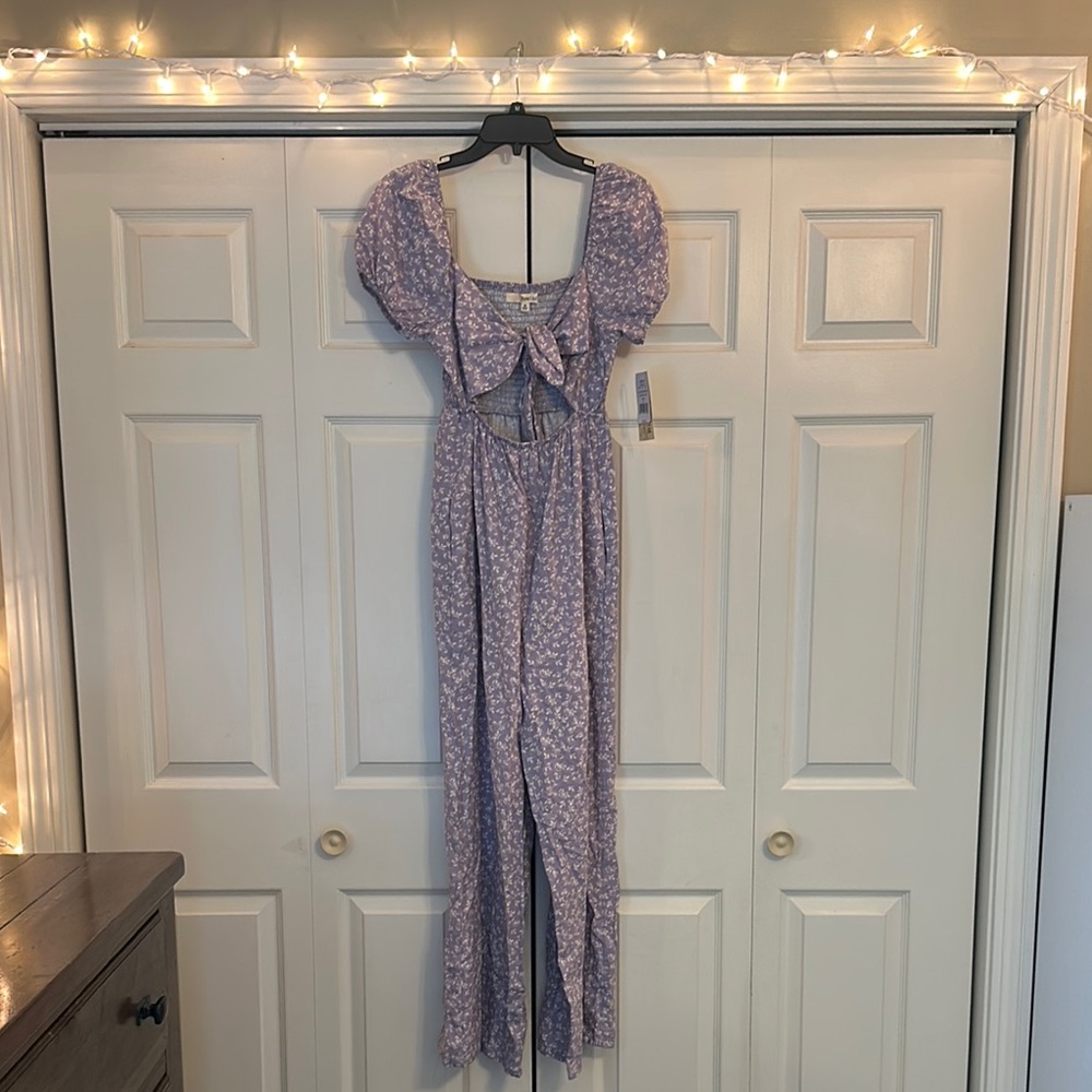 NWT Lavender Floral Jumpsuit with Cut Out
